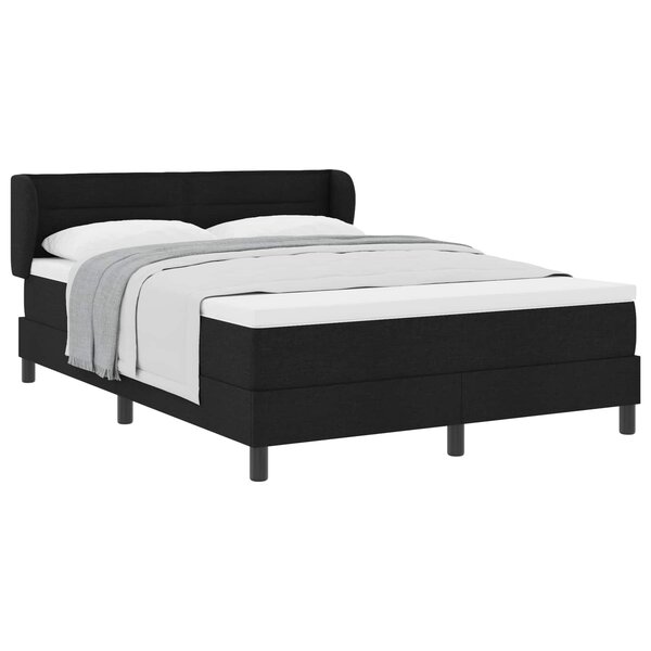 vidaXL Lit à ressorts avec matelas Noir 160 x 200 cm tissu