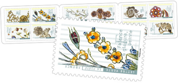Carnet - Fleurs et métiers d'art - 12 timbres autocollants