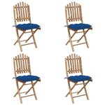 vidaXL Ensemble à manger d'extérieur pliable 5Pièces avec coussins Bambou