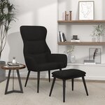 vidaXL Chaise de relaxation avec tabouret Noir Tissu