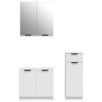 vidaXL Ensemble d'armoires salle de bain 3 Pièces blanc bois d'ingénierie