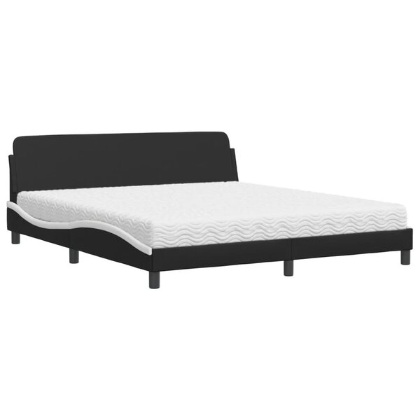 vidaXL Lit avec matelas noir et blanc 180x200 cm similicuir
