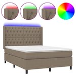 vidaXL Sommier à lattes de lit matelas et LED Taupe 140x200 cm Tissu