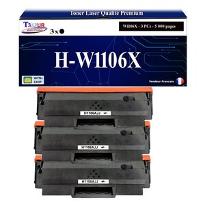 T3AZUR -3x Toners compatibles avec HP W1106A (106A) pour HP Laser 107a  107r  107w  Laser MFP 135ag  135wg  137fnw  137fwg