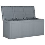 vidaXL Boîte de rangement de jardin 270 L Gris PP Rotin