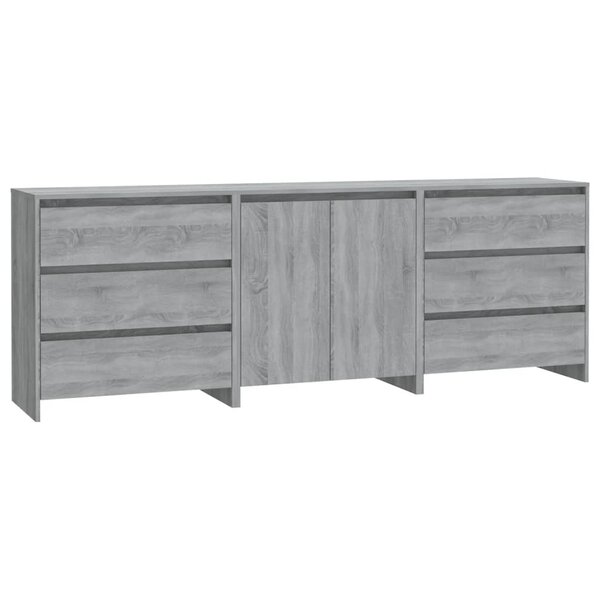 vidaXL Buffets 3 Pièces Sonoma gris Bois d'ingénierie