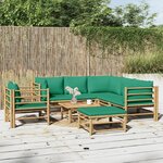 vidaXL Salon de jardin 8 Pièces avec coussins vert bambou