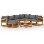 vidaXL Salon de jardin 8 Pièces avec coussin Bois d'acacia solide