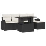 vidaXL Ensemble de canapé de jardin avec coussin 6 Pièces Noir Poly rotin