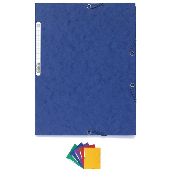 Chemise 3 rabats à élastiques carte lustrée 400g/m² A4 Coloris aléatoire x 10 EXACOMPTA