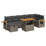 vidaXL Salon de jardin 5 Pièces avec coussins gris résine tressée