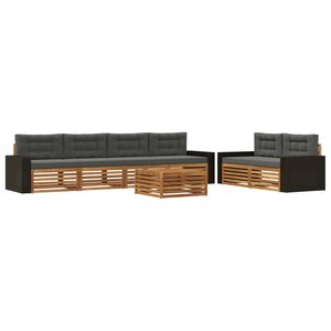 vidaXL Ensemble de canapés d'extérieur 7 Pièces Naturel et Anthracite