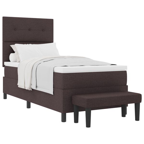 vidaXL Lit à ressort avec matelas et banc marron foncé 100x200 cm en tissu