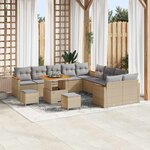 vidaXL Ensemble de canapé de jardin 13 Pièces Beige Poly rotin