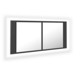 vidaXL Armoire de salle de bain à miroir LED Gris 100x12x45 Acrylique