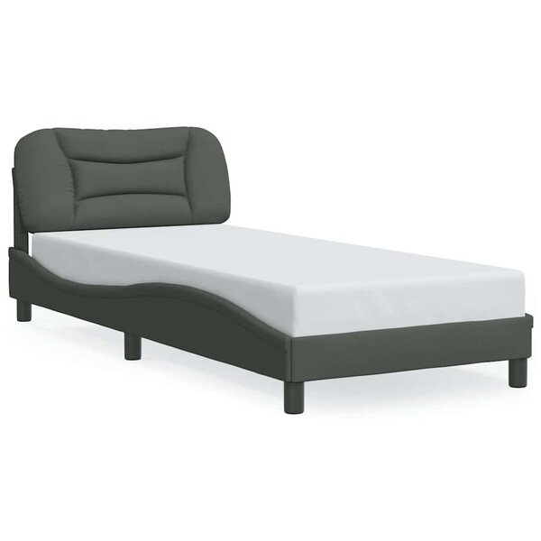 vidaXL Cadre de lit sans matelas Hvar gris foncé 90x200 cm tissu