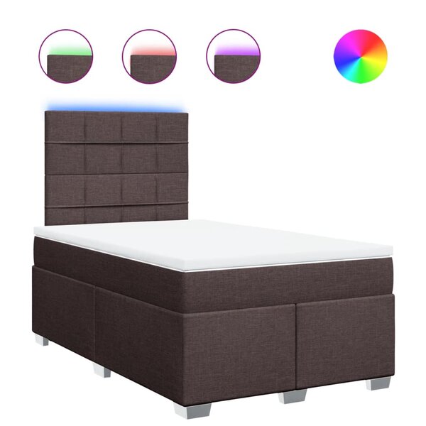 vidaXL Sommier à lattes de lit et matelas marron foncé 120x190cm tissu