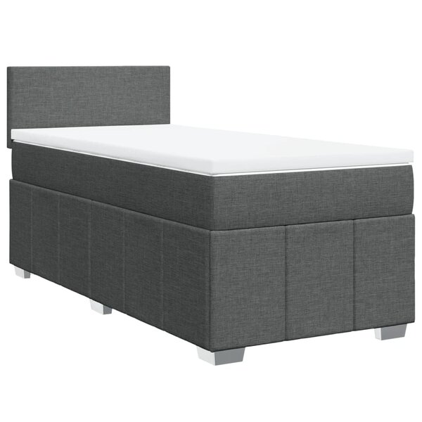 vidaXL Sommier à lattes de lit et matelas Gris foncé 90x190 cm Tissu