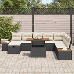 vidaXL Ensemble de canapé de jardin 9 Pièces Noir polyrotin