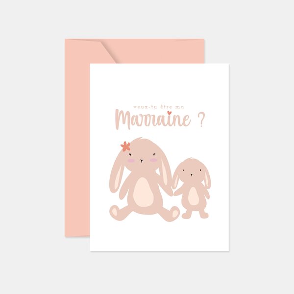 Carte veux tu être ma marraine petits lapins