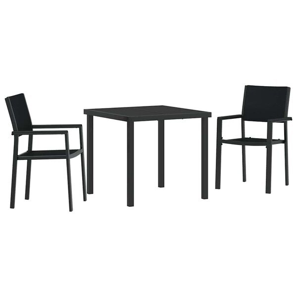 vidaXL Ensemble de salle à manger pour jardin 3 Pièces Noir
