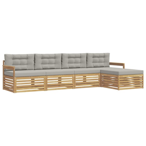 vidaXL Ensemble de canapés d'extérieur 5 Pièces Blanc et gris clair