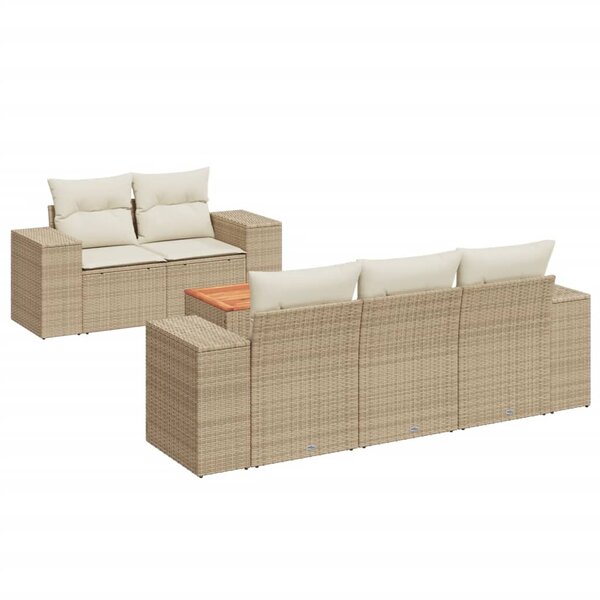 vidaXL Salon de jardin avec coussins 6 Pièces beige résine tressée