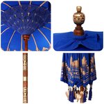 vidaXL Parasol balinais 260 Bleu 210-220 cm Coton et bois massif