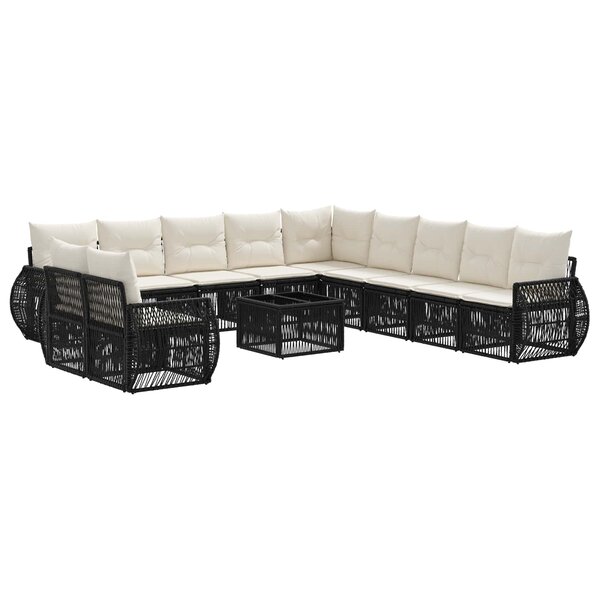 vidaXL Ensemble de canapé de jardin 12 Pièces Noir et blanc crème