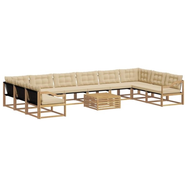 vidaXL Ensemble de canapés d'extérieur 11 pc Blanc et Beige