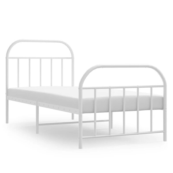 vidaXL Cadre de lit métal avec tête de lit/pied de lit blanc 80x200 cm