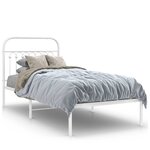 vidaXL Cadre de lit métal sans matelas avec tête de lit blanc 90x190cm
