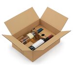 Caisse carton brune d'expédition 6 bouteilles avec calage carton à montage instantané (lot de 12)