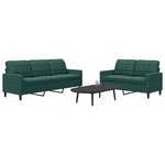 vidaXL Ensemble de canapés 2 Pièces avec coussins Vert foncé Velours