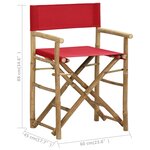 vidaXL Chaises pliables de directeur lot de 2 Rouge Bambou et tissu