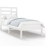 vidaXL Cadre de lit Blanc Bois massif 75x190 cm Petit simple