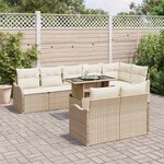 vidaXL Ensemble de canapé de jardin 9 Pièces Beige Poly rotin