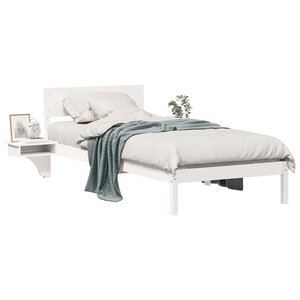 vidaXL Cadre de lit avec tête de lit Blanc 90 x 200 cm Pin massif
