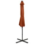 vidaXL Parasol de jardin en porte-à-faux avec mât et lumières LED