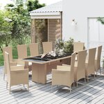 vidaXL Ensemble à manger de jardin et coussins 11 Pièces beige poly rotin