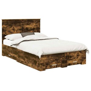 vidaXL Cadre de lit Chêne fumé 120 x 190 cm Bois d'ingénierie