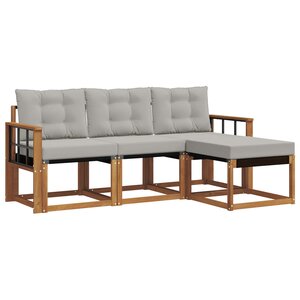 vidaXL Ensemble de canapés d'extérieur 4 pc Gris Naturel et Clair