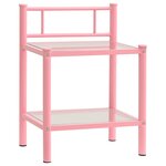 vidaXL Table de chevet Rose/transparent 45x34 5x60 5 cm Métal et verre