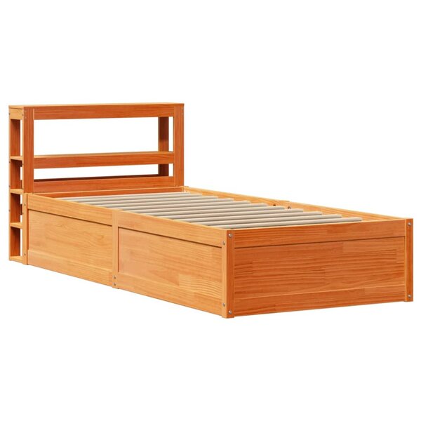 vidaXL Cadre de lit avec tête de lit cire marron 90x190 cm bois de pin