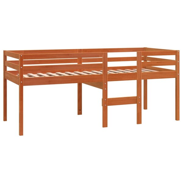 vidaXL Lit haut cire marron 90x190 cm bois de pin massif