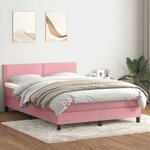 vidaXL Sommier à lattes de lit avec matelas et LED rose 160x210 cm velours