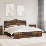vidaXL Cadre de lit Chêne fumé 200 x 200 cm Pin massif