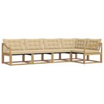 vidaXL Ensemble de canapés d'extérieur 5 Pièces Blanc et Beige