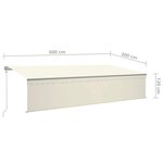 vidaXL Auvent automatique store capteur de vent et LED 6x3 m Crème