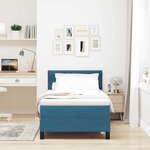 vidaXL Lit à ressorts avec matelas Bleu foncé 100 x 200 cm tissu